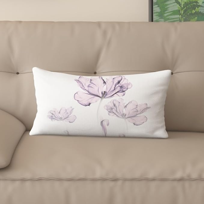 Textured Modern Minimalist Pillow Cover with Creative Floral Print, Digital-Printed Square Cushion Cover for Living Room Sofa (24 * 32inch-03021)