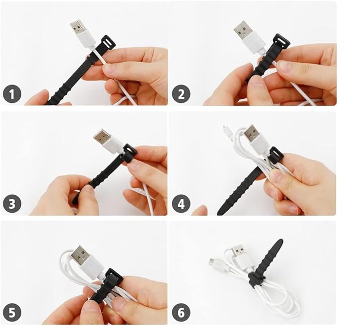 Reusable Zip Ties, Silicone Zip Ties, 20pcs Rubber Cable Ties, Reusable Fastening Cable Ties,Twist Ties for Bags,Travel Items,Camping Gear Must Haves,Black Cord Ties 4.5inch (40Pcs Black)