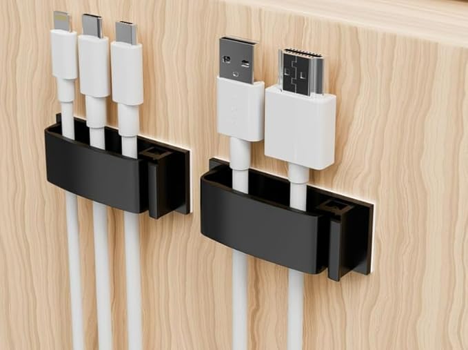 Cable Clips, Ethernet Cable Organizer, Conwork Adhesive Wire Management Clamps, Desktop Cord Holder Hider, Charging Cable Drop Organizer & Management System for TV PC Laptop Home Office [50-Pack]