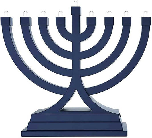 Zion Judaica Mini Electronic Menorah Blue LED USB Powered Chanukkiah Push Button Multi Lighting Settings Hanukkah Battery Operated Minorah Small Menorahs for Car Chanukah Gift Decor Toy Minora 6 Pack