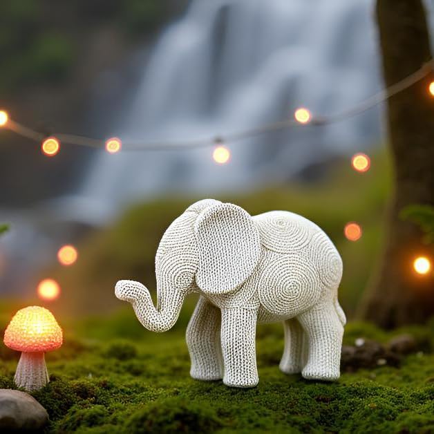 7-inch Resin Elephant Statue - Small Lucky Elephant Decor for Table & Living Room, Pair of Elephant Sculptures Home Decoration