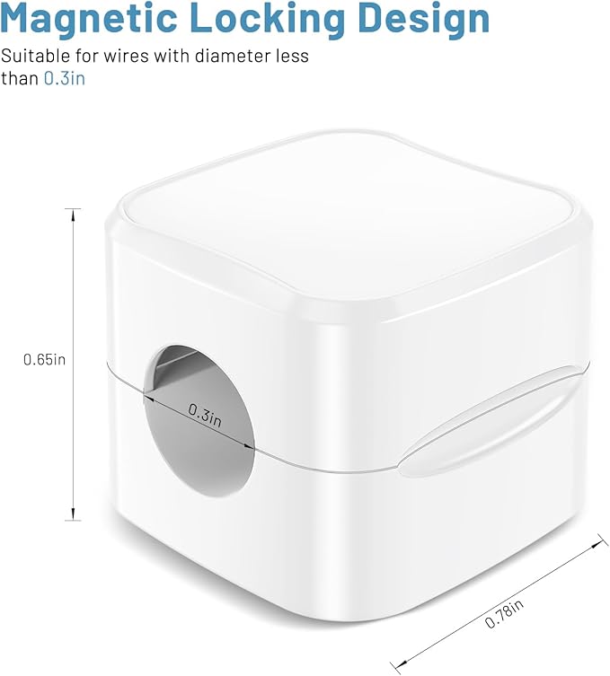 6 Pack Magnetic Cord Holder, Znben Cable Clips White Cord Organizer Holder Adhesive Cable Management Charger Wire Holder Clips for Desk, Car, Office, Home, Cubicle, Nightstand