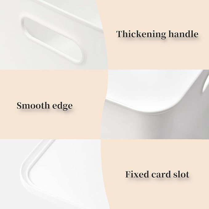 Plastic Storage Baskets Bins Boxes With Lids,Organizing Container White Storage Organizer Bins For Shelves Drawers Desktop Playroom Classroom Office,6-Pack(4XL+2L)