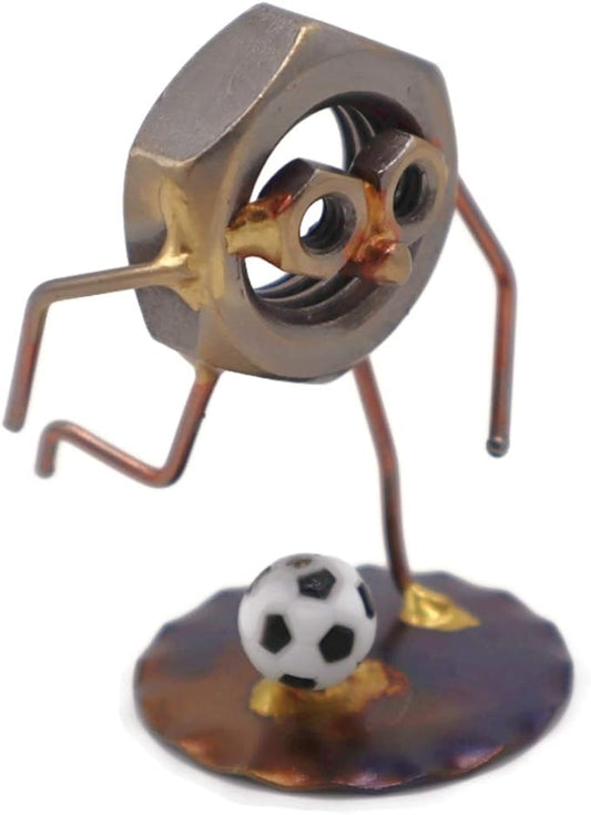 Soccer Nut Collectible Handmade Metal Art Figurine, Desk Accessories, Trophy, Boss Gift, Home Office Décor