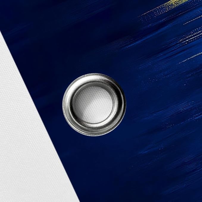 JAWO Abstract Blue Shower Curtain, Gold Blue Boho Ombre Minimalist Chic Art Shower Curtains, Modern Neutral Contemporary Striped Brush Strokes Tan Art Waterproof Bathroom Curtain with 12 Hooks