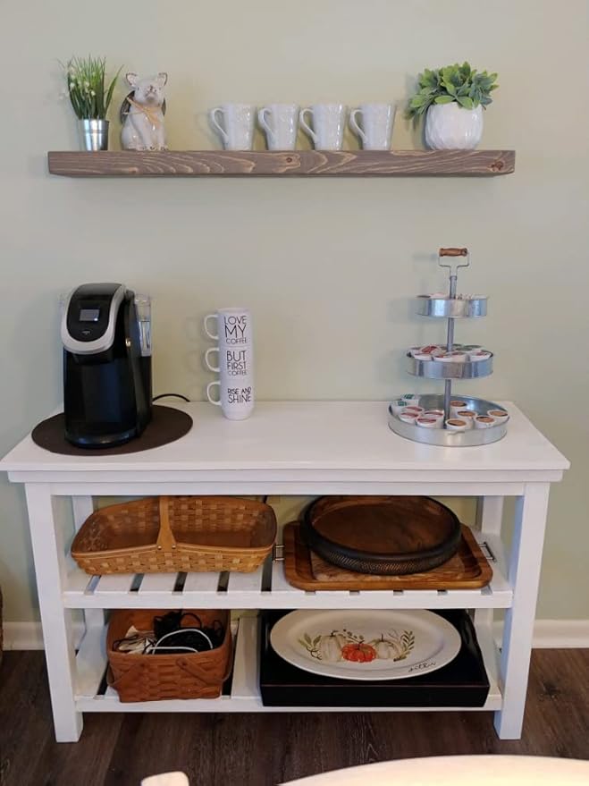 joelsantiques 48 Inch Wooden Floating Shelves for Wall - 48x6x2 in - Made of Natural Wood - Long Heavy Duty Rustic Wall Shelves for Bedroom - Perfect for Living Room, Kitchen - Gray - Grey