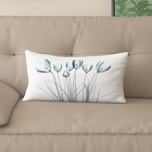 Textured Modern Minimalist Pillow Cover with Creative Floral Print, Digital-Printed Square Cushion Cover for Living Room Sofa (24 * 32inch-03026)