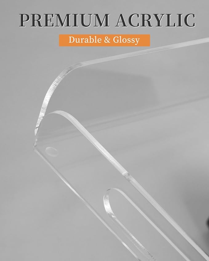 Clear Acrylic Serving Tray 15x10.2 Inches - Heat Bent Design for Coffee Table, Bakery, Vanity, and Kitchen - Durable Organizer for Food, Drinks, and Décor