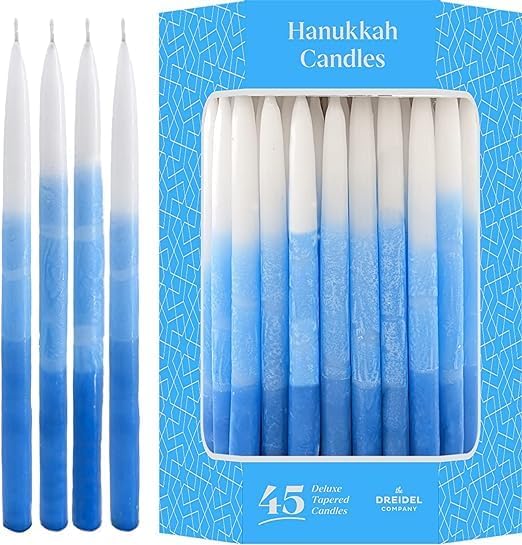 Dripless Deluxe Tapered Pastel, Blue and White Decorations, Hanukkah Menorah Candles for All 8 Nights of Chanukah (24-Pack)