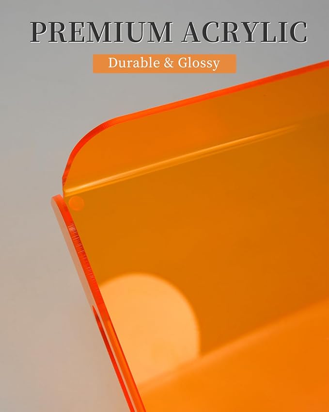 Translucent Orange Acrylic Tray 15x10.2 Inches - Stylish Serving Tray for Coffee Table, Kitchen, and Vanity - Durable and Modern Organizer