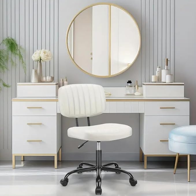 Simple & Modern Ergonomic Office Chair, Adjustable Leather Desk Chair, Lumbar Support with 360° Swivel Wheels