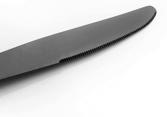 Elegant Black Silverware Set with Steak Knives 30 Piece Flatware Sets for 6 Tableware Utensils, 18/10 Stainless Steel Cutlery Set Include Knifes Forks Spoons, Mirror Polished, Dishwasher Safe