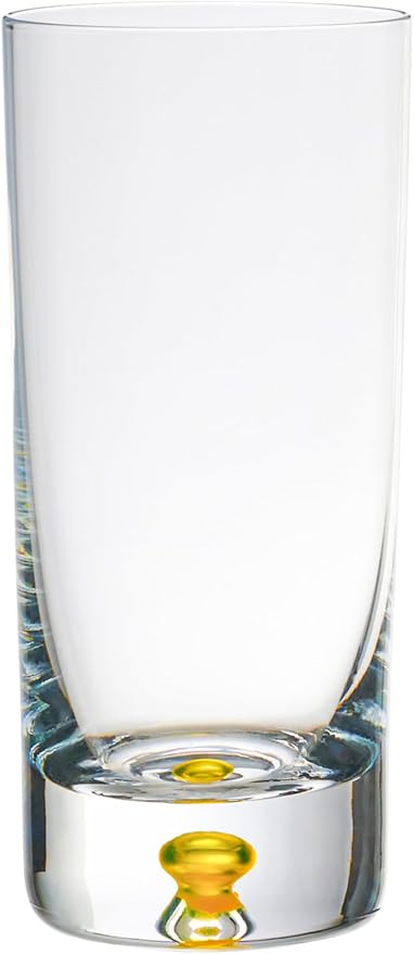 Barski Highball Glass - Drinking Glasses - Set of 4 - Hiball Tumblers - Glass Crystal Tumbler - with Colored Bubble on bottom - for Water, Juice and Cocktails, Bar Glassware - 12 oz - Made in Europe