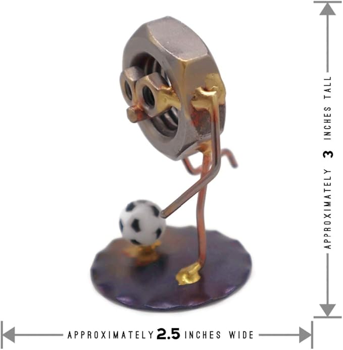 Soccer Nut Collectible Handmade Metal Art Figurine, Desk Accessories, Trophy, Boss Gift, Home Office Décor