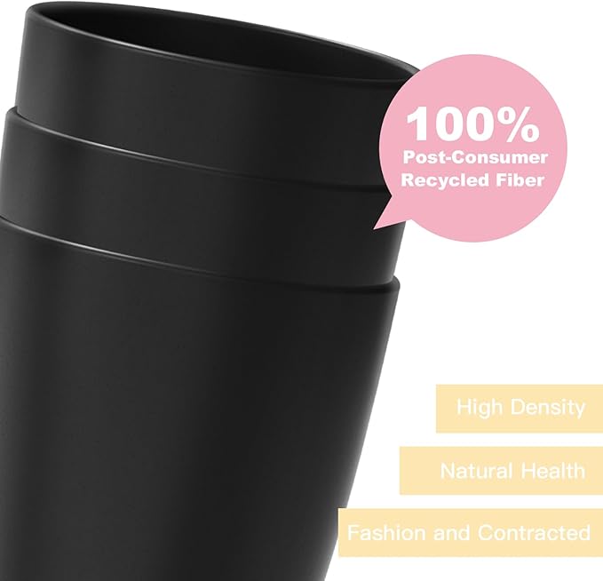 Homienly Wheat Straw Cups, 20 OZ Drinking Cups Set of 6, Plastic Cups Reusable, Stackable Kitchen Cups Set, Dishwasher Safe Water Glasses, Unbreakable Drinking Glasses for Camping, Traveling - Black