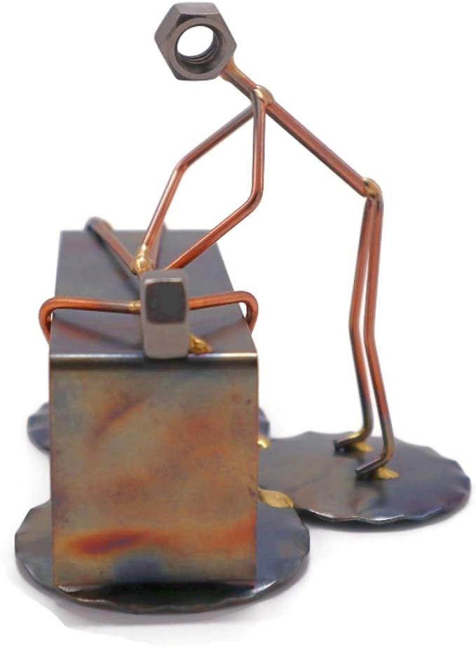Massage Therapist - Handmade Metal Figurine - Hand Welded Metal Art and Recycled Metal Sculptures - Unique Desk Accessories, Medical Office Decor, & Massage Therapist Gifts
