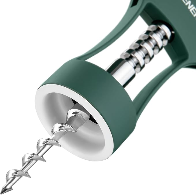 Beneno Wine Opener, Zinc Alloy Premium Wing Corkscrew with Multifunctional Bottles Opener, Sharp Wine Corkscrew with Ergonomic Non-Slip Wing Handle, Dark Green