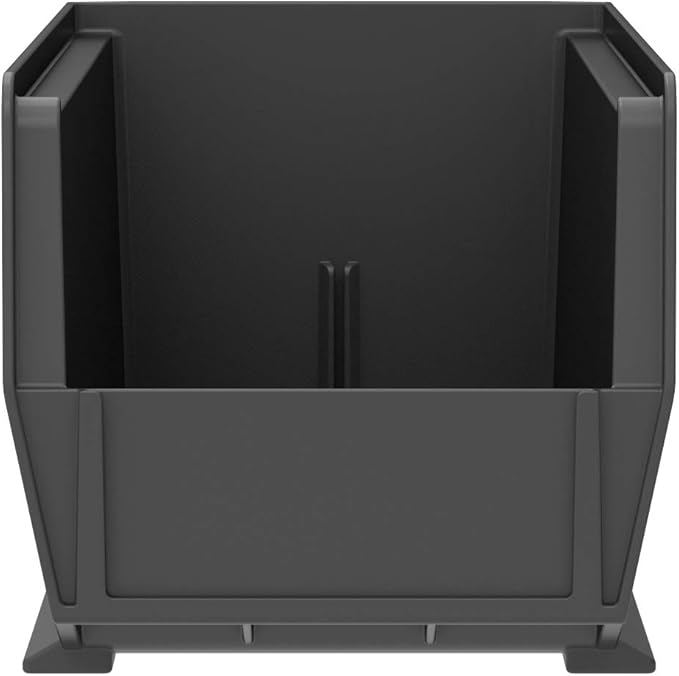 Akro-Mils 30234 AkroBins Plastic Storage Bins, Space-Saving Stackable Bins for Garage, Pantry, Craft Organization, 15" x 5" x 5", Black, 12-Pack