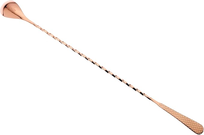 Barfly 13.2-inch Diamond Lattice Etch Bar Spoon, Copper Plated