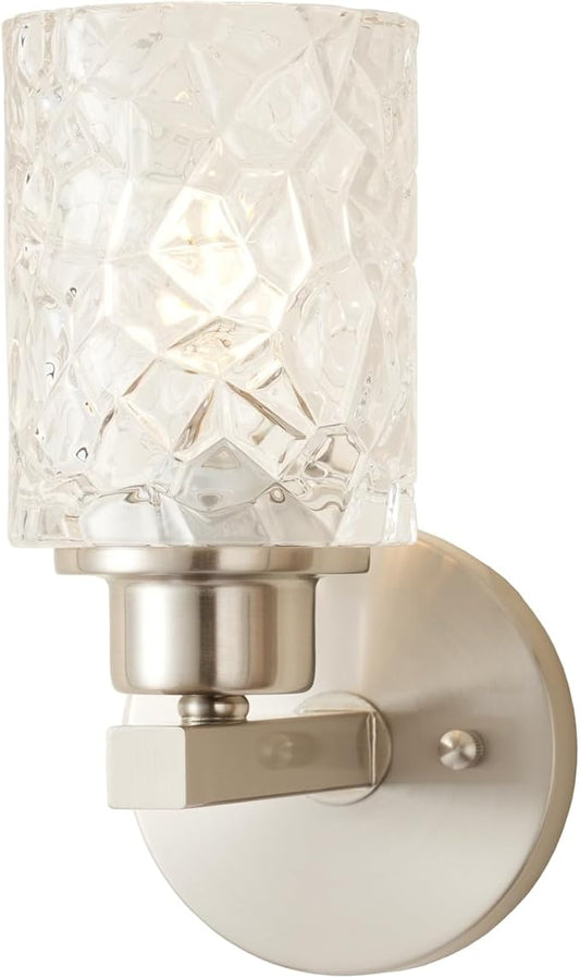 ALICE HOUSE Brushed Nickel Wall Sconce, Farmhouse Bathroom Wall Lamp, Modern Wall Lighting for Living Room Bedroom Hallway AL9082-W1
