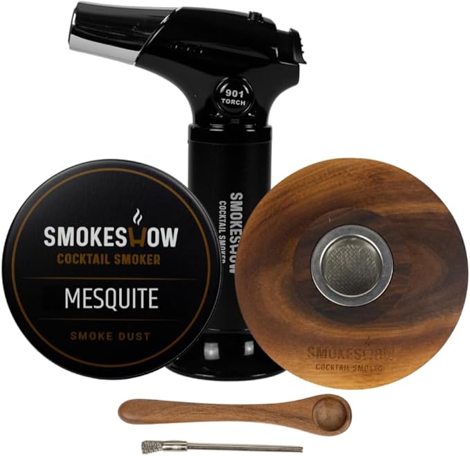 Smokeshow Cocktail Smoker Bundle with Kitchen Torch, One Flavor of Wood Chips Mesquite (No Butane Included)