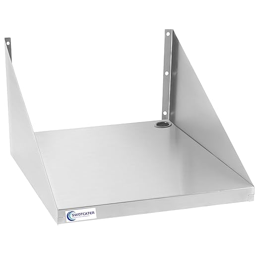 Stainless Steel Microwave Shelf, 24"x24" 220 lb Metal Appliance Wall Mount Shelf for Commercial Restaurant, Kitchen, Garage and Utility Room