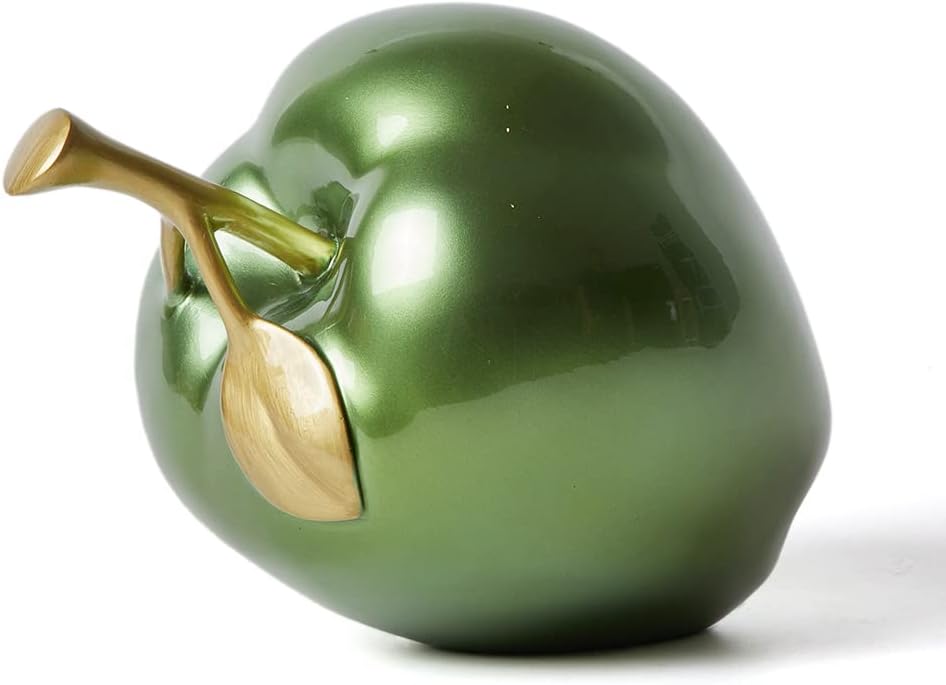 Apple Decor Statue Modern Sculpture Arts Fruit Figurine Polyresin Green 7.0 inch