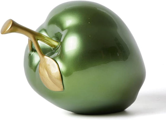 Apple Decor Statue Modern Sculpture Arts Fruit Figurine Polyresin Green 7.0 inch