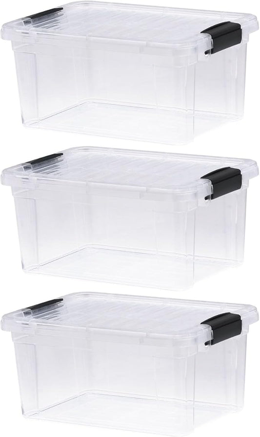 Superio Storage Bins with Lids- 3 Pack, 6.6 Qt Clear Boxes for Organizing, Stackable Plastic Containers- BPA Free, Non-Toxic, Odor Free, Organizer for Home, Office, Dorm