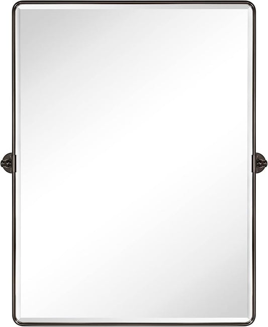 TEHOME Pivot Mirror Oil Rubbed Bronze Tilt Mirror Large Metal Framed Rectangle Tilting Beveled Vanity Mirrors for Wall, Vertical Hanging, Overall 34.14 x 40 inches (Mirrror 30 x 40 inches)