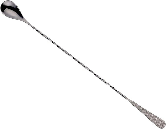 Barfly 13.2-inch Diamond Lattice Etch Bar Spoon, Gun Metal Black