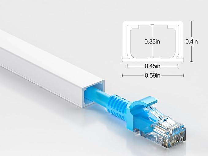 250in Cord Hider, One-Line Cable Hider, Yecaye Small Cord Covers for Wires on Wall System, Cable Raceway Kit for Max 2 Cords, Wire Hiders for Tv on Wall, Wire Hider, 16XL15.7in W0.59in H0.4in, White