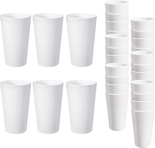 24 Pcs Unbreakable Plastic Cups Set, 20 oz Reusable Plastic Cups, Stackable Water Tumblers, Drinking Cup for Kitchen, Outdoor, BPA-free, Dishwasher Refrigerator and Microwave Safe, White