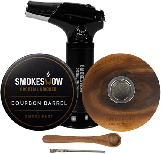 Smokeshow Cocktail Smoker Bundle with Kitchen Torch, One Flavor of Wood Chips Bourbon Barrel (No Butane Included)