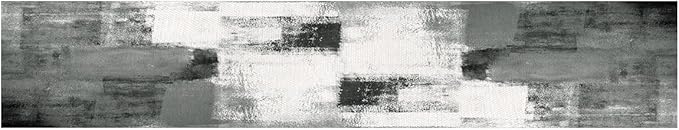 OYIMUA Grey and White Abstract Modern Table Runner, Art Rustic Kitchen Dining Table Decor for Holiday Home Party 13x36 Inches
