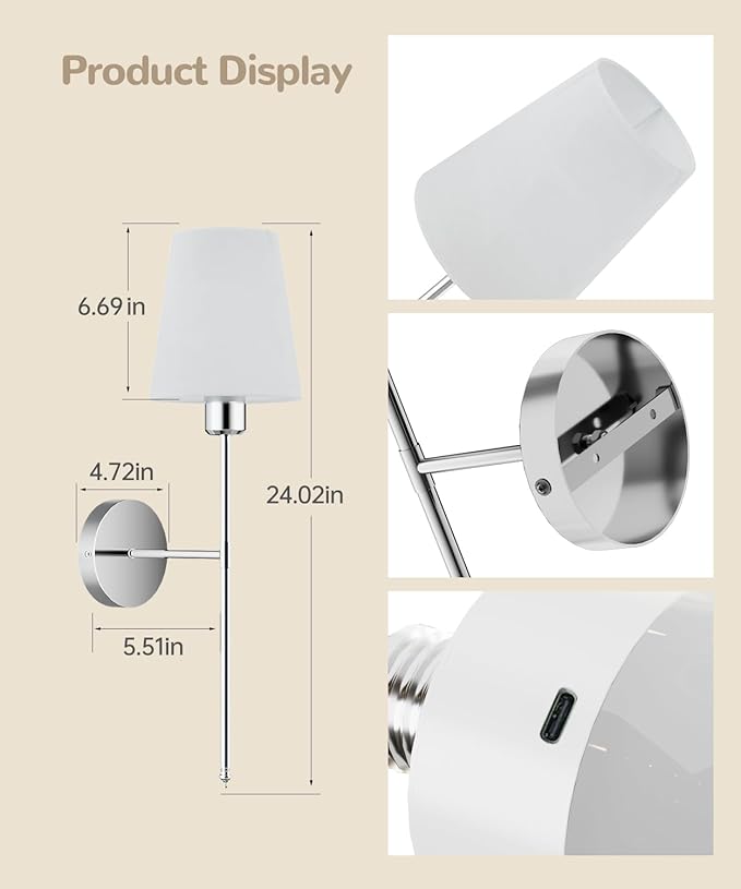 Battery Operated Wall Sconce Set of 2,Rechargeable Wall Lights with Dimmable Detachable Bulbs and Remote,15 Colors Wireless Wall Lamps for Bedroom Living Room Hallway,Nickel(2 Pack)