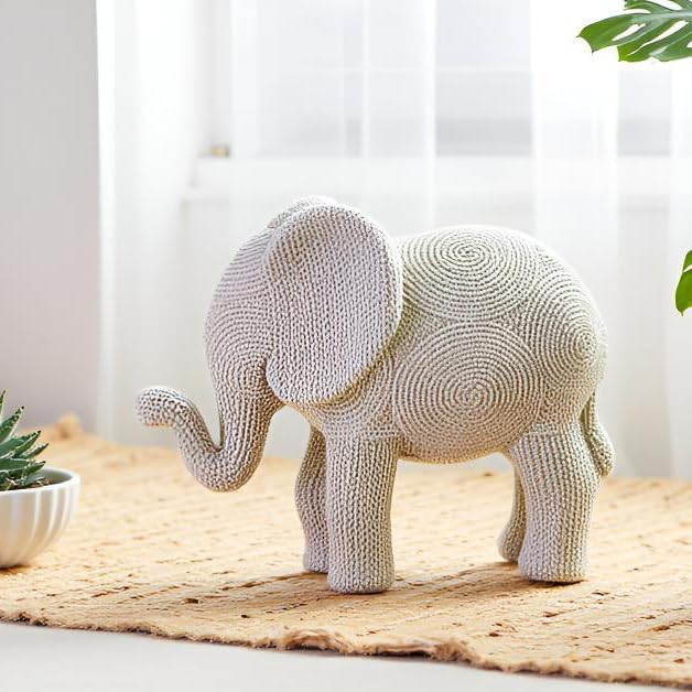 7-inch Resin Elephant Statue - Small Lucky Elephant Decor for Table & Living Room, Pair of Elephant Sculptures Home Decoration
