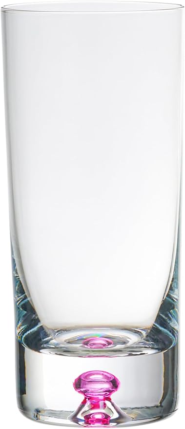 Barski Highball Glass - Drinking Glasses - Set of 4 - Hiball Tumblers - Glass Crystal Tumbler - with Colored Bubble on bottom - for Water, Juice and Cocktails, Bar Glassware - 12 oz - Made in Europe