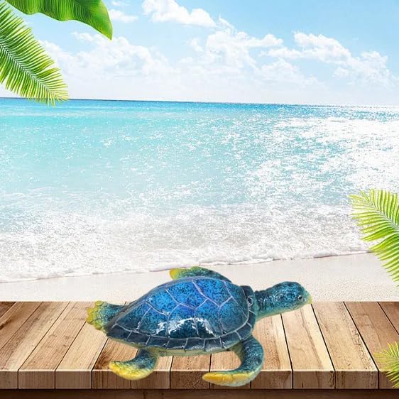 6-Inch Resin Sea Turtle Figurine - Handcrafted Marine Life Sculpture, Blue Baby Turtle Decor for Feng Shui Luck, Anxiety Relief & Home Table Centerpiece