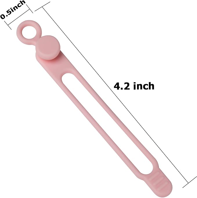 Nearockle 16Pcs Silicone Cable Straps Wire Organizer for Bundling Earphone, Phone Charger, Computer Cords, Reusable Cable Ties Cord Organizer in Home,Office,Kitchen,School(Pink)