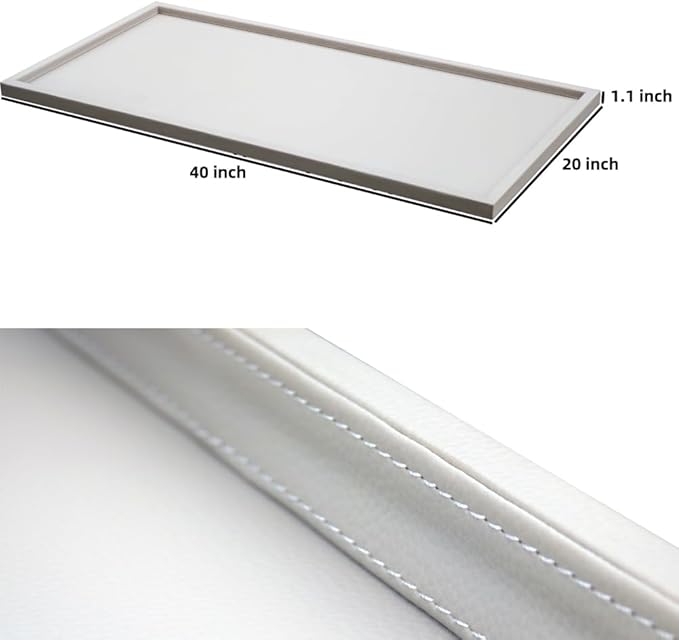 40 * 20 Inch Rectangular Ottoman Tray | Textured PU Leather, Waterproof & Heat-Resistant Storage for Coffee/Dining Tables, Sofa, Bed, Entertainment & Party (Tranquil Beige, 40 * 20in)