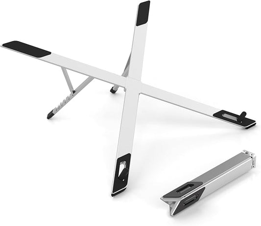 ZenRich Foldable Laptop Stand, Ergonomic Aluminum Laptop Holder Riser with 6-Levels Height Adjustment, Fits with MacBook Air, MacBook Pro, iPad, HP, Dell, Lenovo (Up to 17.3'')