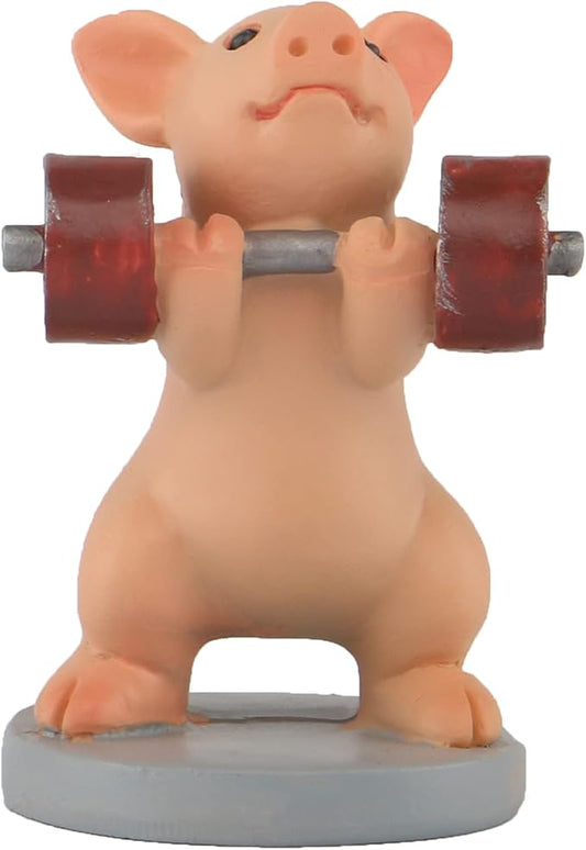 Pig Statue Mini Pig Figurine, Resin Home Decor, Lucky Animal Garden Statue for Micro Landscape (Pig Lifts Dumbbells)