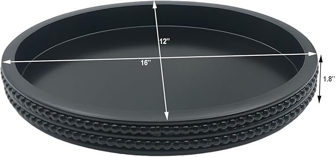 Carah & Cossh Oval Wooden Modern Decorative Tray 16''x12'', Farmhouse Rustic Serving Tray, Table Centre Tray, Perfect for Storage and Display (Black)