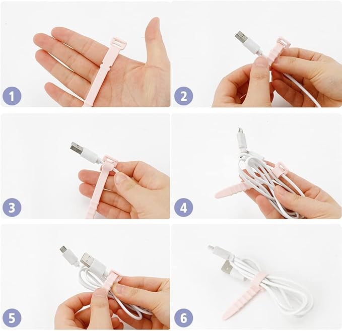 Silicone Zip Ties, Reusable Zip Ties, Rubber Cable Ties for Cable Management, Everyday Essentials,Travel Essentials,Office Camping Accessories,Elastic Cord Ties,Multicolor Cable Straps in Two Sizes