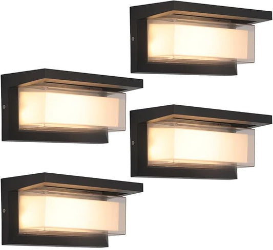 Exterior Light Fixtures,3000K/4000K/6500K Adjustable Outdoor Wall Sconces,15%-100% Dimmable Wall Sconce,24W Outdoor Sconce,2160LM Exterior Wall Lights for Bedroom,Garage,Porch 4 Pack