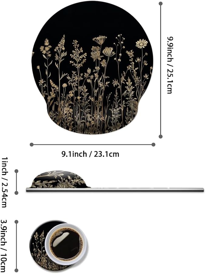 Mouse Pad with Wrist Support, Ergonomic Mouse Pad with Memory Foam Wrist Rest Cushion, Non-Slip Rubber Base Gaming Mice Pad for Home Office Computer Laptop,Wild Floral