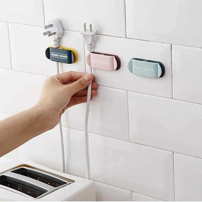 4pcs electrical plug holders,Plug Organizer,phone charger holders for nightstand,charging cord holder wall,car Cable Clips,cord hooks,wire holder for desk,Adhesive kitchen cable management for cords.