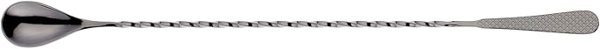 Barfly 13.2-inch Diamond Lattice Etch Bar Spoon, Gun Metal Black