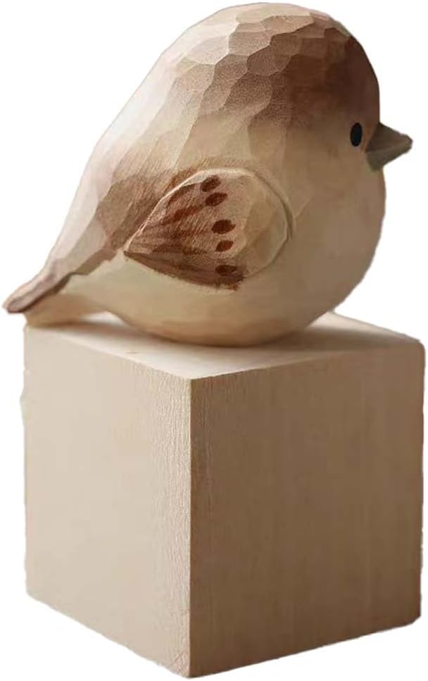 Bird Figurines Small Bird Figurines Home Decor Hand Carved Painted Wooden Statues for Home Decor, Gift for Bird Lovers,Housewarming, Birthday, Christmas (Grey)